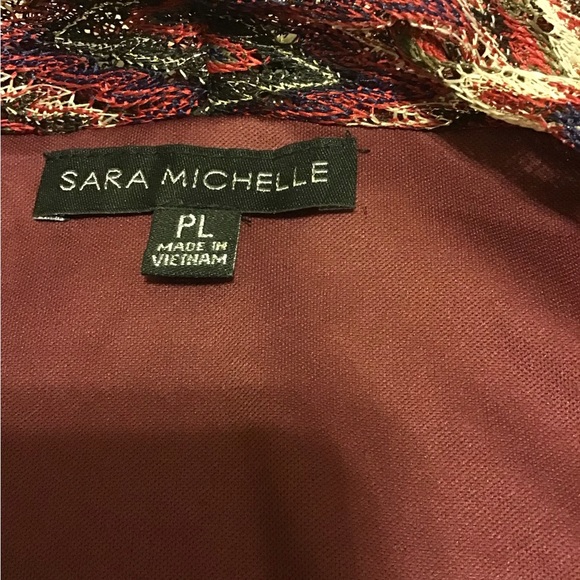 SARA MICHELLE PETITE LARGE TWO FER TOP JACKET NWT NECKLACE CHEVRON PRINT - Picture 2 of 2